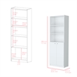 Pemberly Row Contemporary Engineered Wood Bookcase Dual-Door in White