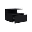 Pemberly Row Contemporary Engineered Wood Floating Nightstand in Black