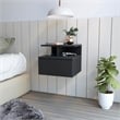 Pemberly Row Contemporary Engineered Wood Floating Nightstand in Black