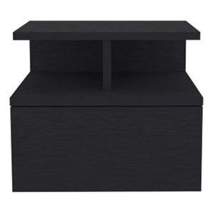 Pemberly Row Contemporary Engineered Wood Floating Nightstand in Black