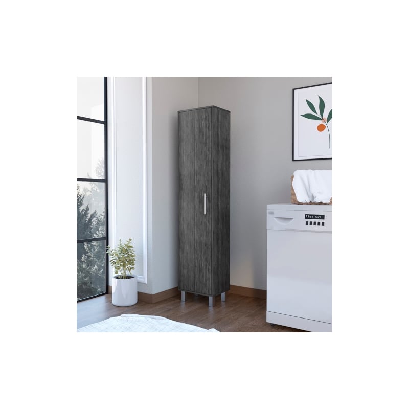 Pemberly Row Contemporary Engineered Wood Storage Cabinet in Smoky Oak