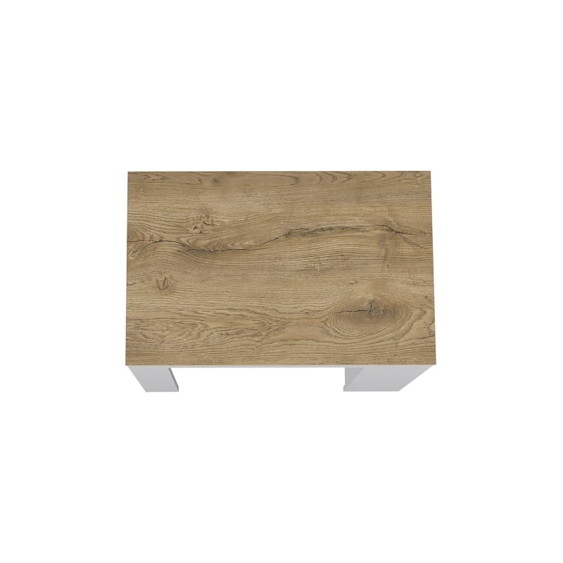 Pemberly Row Contemporary Engineered Wood Kitchen Island in White and Light Oak