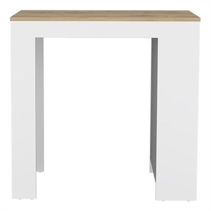 Pemberly Row Contemporary Engineered Wood Kitchen Island in White and Light Oak