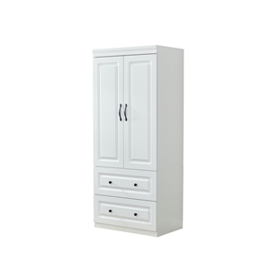Pemberly Row Modern 74&quotH Wood Armoire Wardrobe Closet with 2 Doors in White