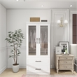Pemberly Row 2 Doors Wood Armoire Wardrobe Closet Cabinet with Drawers in White