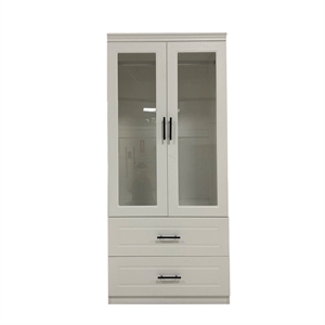 Pemberly Row 2 Doors Wood Armoire Wardrobe Closet Cabinet with Drawers in White