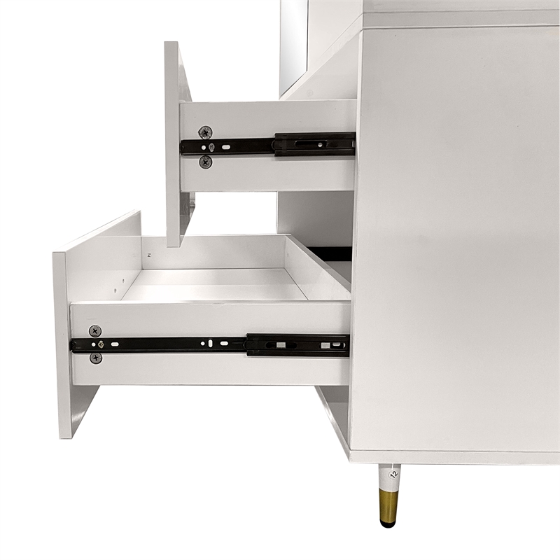 Pemberly Row 2 Doors Wood Armoire Wardrobe Closet 2 Drawers and Mirror in White