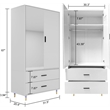 Pemberly Row 2 Doors Wood Armoire Wardrobe Closet 2 Drawers and Mirror in White