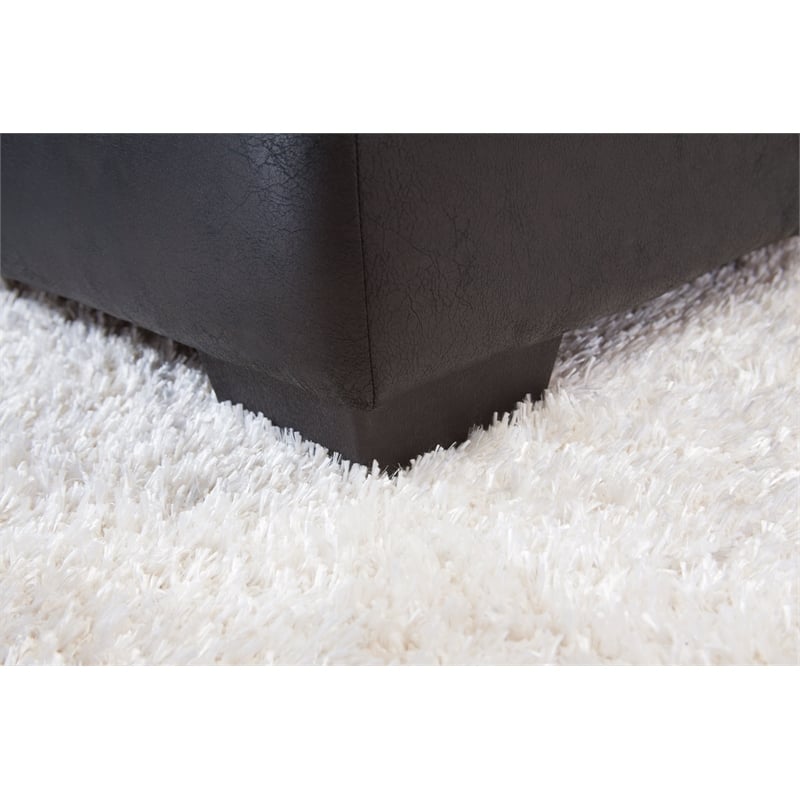 Pemberly Row Traditional Charcoal & Black Faux Leather L-Shaped Sectional