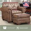 Pemberly Row Traditional Microfiber Arm Chair with Matching Ottoman in Brown