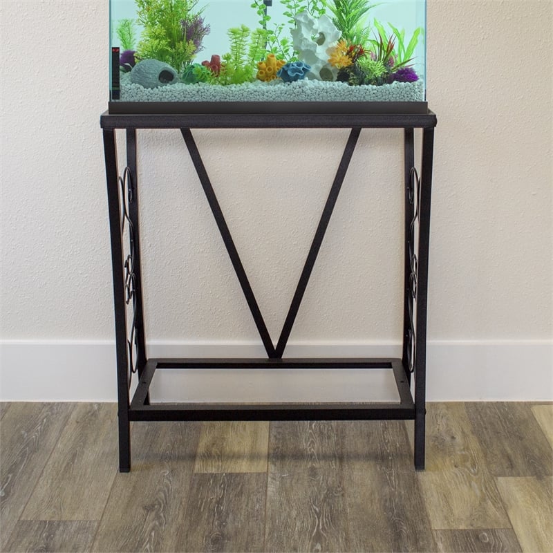 Pemberly Row Traditional 20 Gallon Steel Aquarium Stand in Black