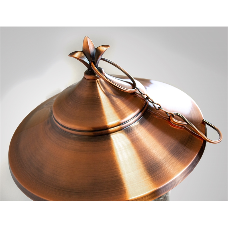 Pemberly Row Contemporary Metal Triple Tube Deluxe Feeder in Copper