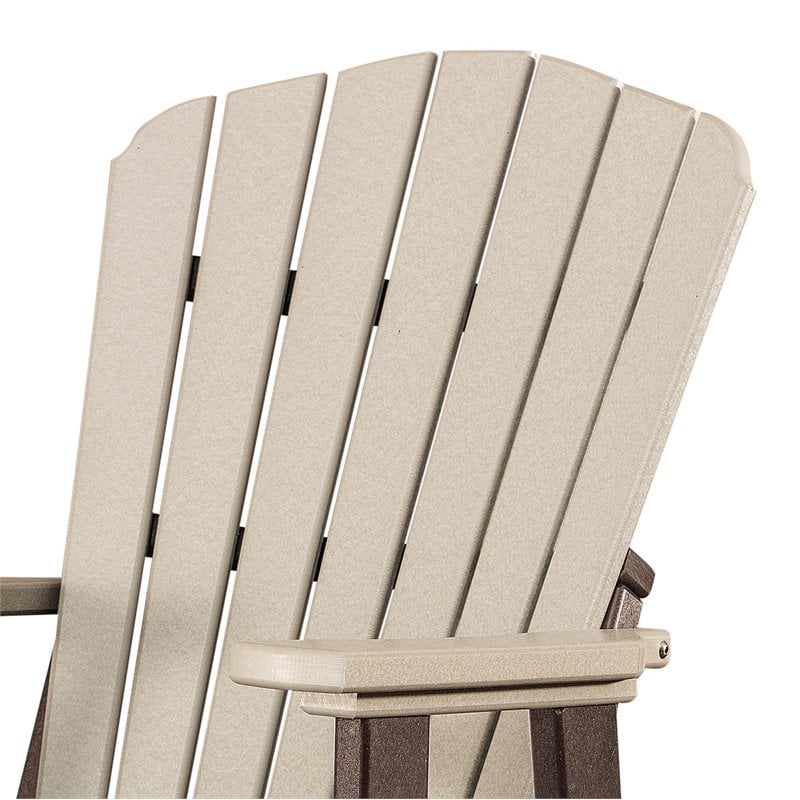Pemberly Row Coastal Poly Resin Fan Back Balcony Glider in Weatherwood / Brown