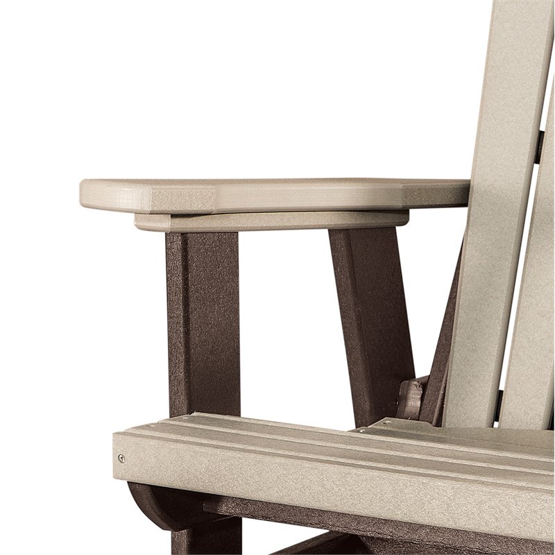 Pemberly Row Coastal Poly Resin Fan Back Balcony Glider in Weatherwood / Brown
