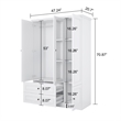 Pemberly Row 3 Doors Wood White Armoire Wardrobe Closet with 2 Drawers & Mirror