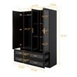 Pemberly Row 3 Doors Wood Armoire Wardrobe Closet with Mirror in Black