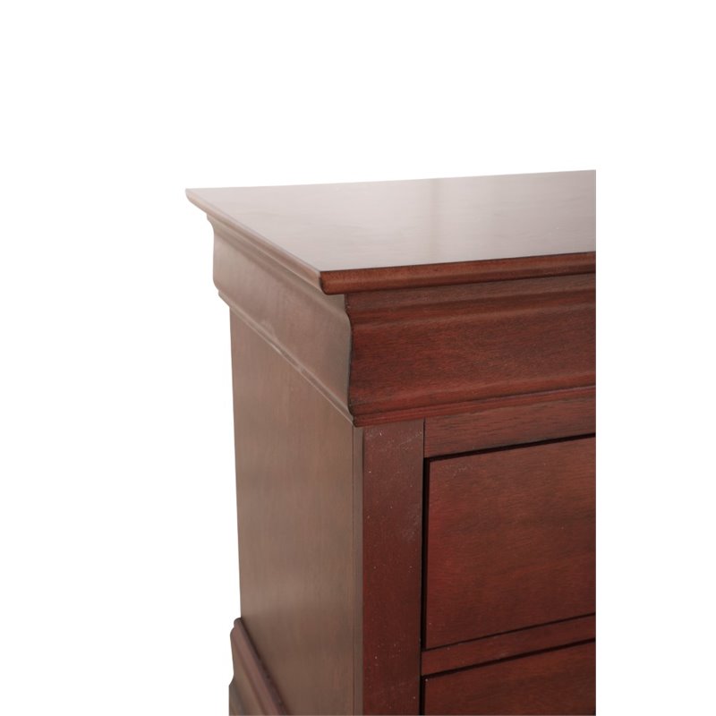 Pemberly Row Set of 2 Twin Sleigh Bed and 2-Drawer Nightstand in Cherry
