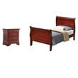 Pemberly Row Set of 2 Twin Sleigh Bed and 2-Drawer Nightstand in Cherry