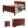 Pemberly Row Set of 3 Queen Sleigh Bed and Dresser and Nightstand in Cherry