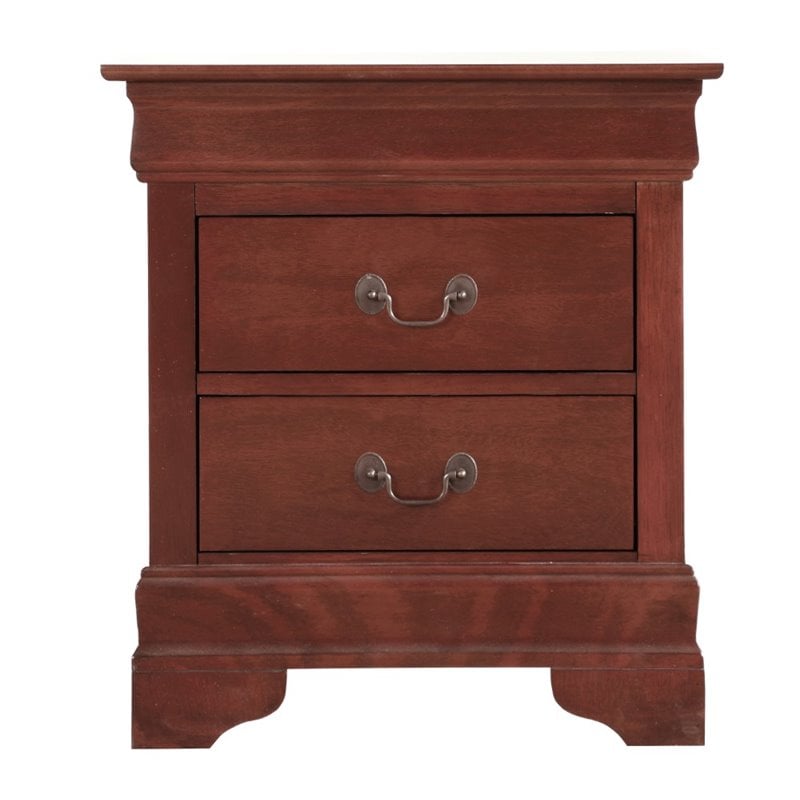 Pemberly Row Set of 3 King Sleigh Bed and Dresser and Nightstand in Cherry