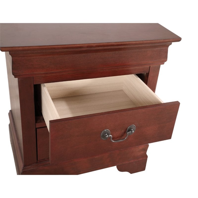 Pemberly Row Set of 3 Twin Sleigh Bed and Dresser and Nightstand in Cherry