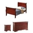 Pemberly Row Set of 3 Twin Sleigh Bed and Dresser and Nightstand in Cherry
