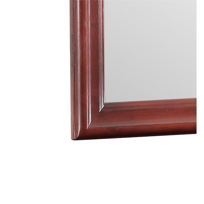 Pemberly Row Set of 4 Queen Sleigh Bed & Dresser & Nightstand & Mirror in Cherry