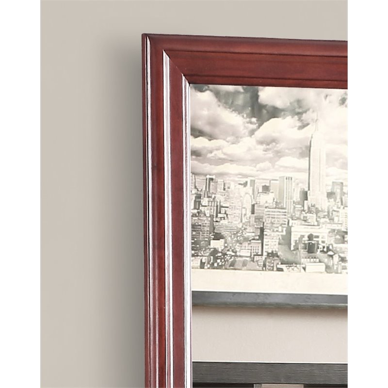 Pemberly Row Set of 4 King Sleigh Bed & Dresser & Nightstand & Mirror in Cherry