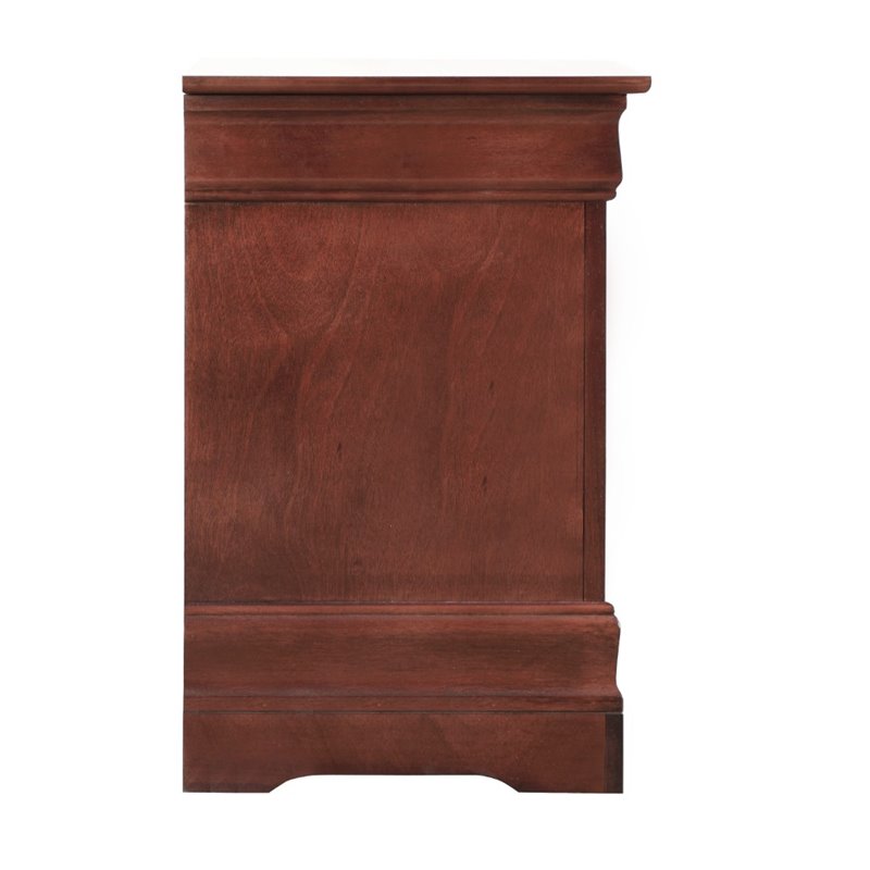 Pemberly Row Set of 4 Full Sleigh Bed & Dresser & Nightstand & Mirror in Cherry