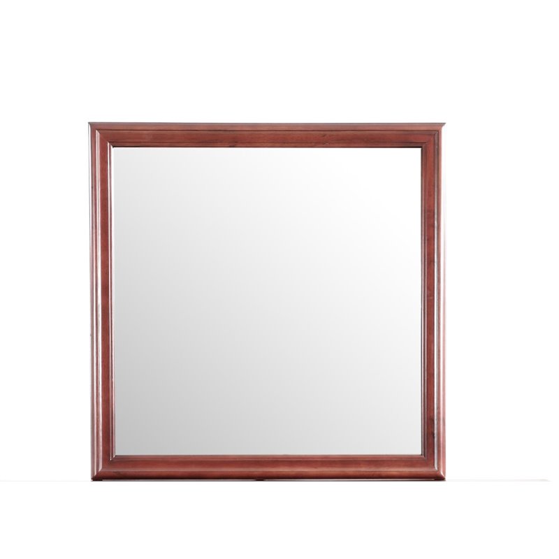 Pemberly Row Set of 4 Twin Sleigh Bed & Dresser & Nightstand & Mirror in Cherry