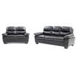 Pemberly Row Set of 2 Faux Leather Loveseat and Sofa in Black