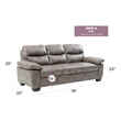Pemberly Row Set of 2 Faux Leather Loveseat and Sofa in Gray