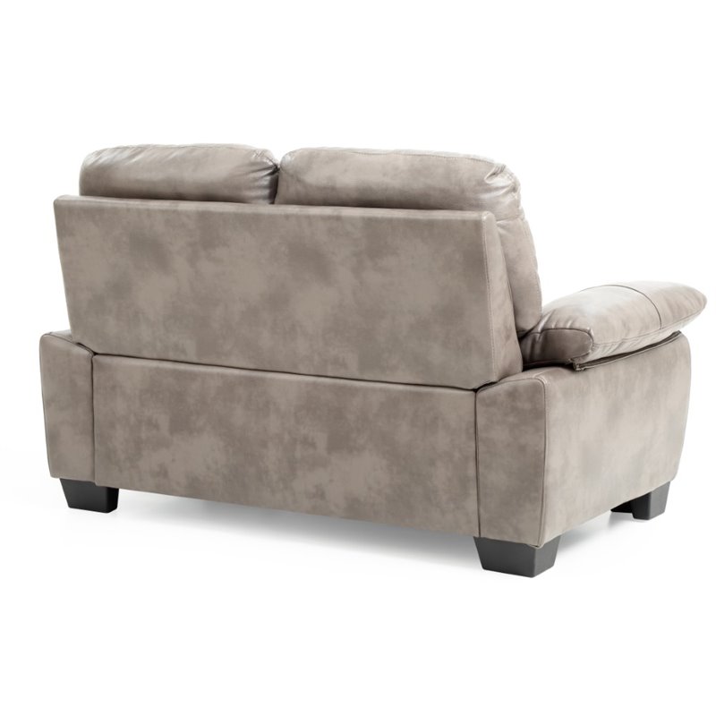 Pemberly Row Set of 2 Faux Leather Loveseat and Sofa in Gray