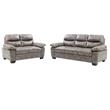 Pemberly Row Set of 2 Faux Leather Loveseat and Sofa in Gray