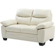 Pemberly Row Set of 2 Faux Leather Loveseat and Sofa in Pearl