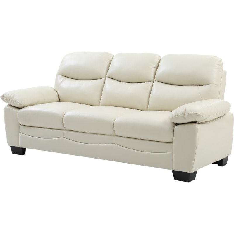 Pemberly Row Set of 2 Faux Leather Loveseat and Sofa in Pearl