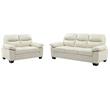 Pemberly Row Set of 2 Faux Leather Loveseat and Sofa in Pearl