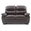 Pemberly Row Set of 2 Faux Leather Loveseat and Sofa in Dark Brown