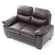 Pemberly Row Set of 2 Faux Leather Loveseat and Sofa in Dark Brown