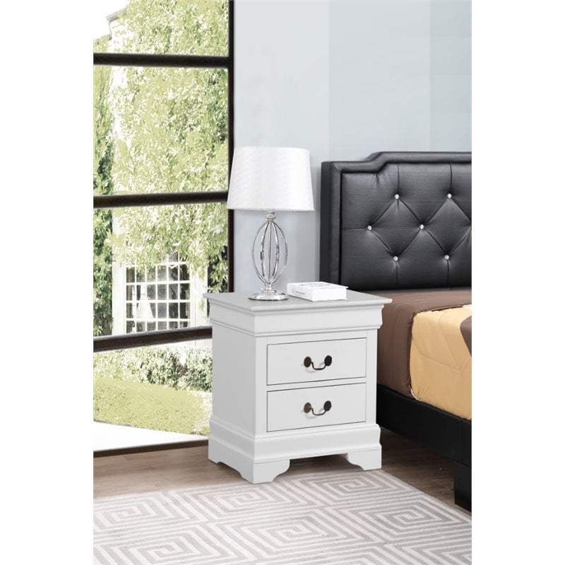 Pemberly Row Set of 2 Engineered Wood 2-Drawer Nightstands in White