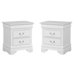 Pemberly Row Set of 2 Engineered Wood 2-Drawer Nightstands in White