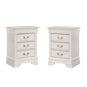 Pemberly Row Set of 2 Engineered Wood 3-Drawer Nightstands in White