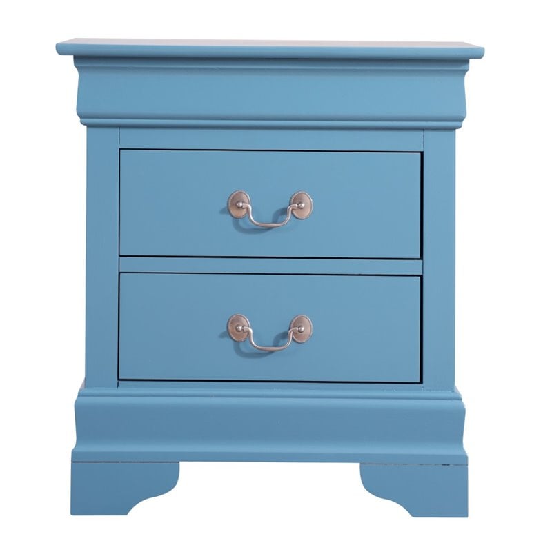 Pemberly Row Set of 2 Engineered Wood 2-Drawer Nightstands in Teal