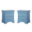 Pemberly Row Set of 2 Engineered Wood 2-Drawer Nightstands in Teal