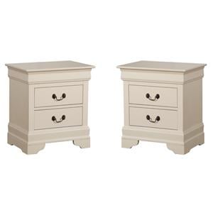 Pemberly Row Set of 2 Engineered Wood 2-Drawer Nightstands in Beige