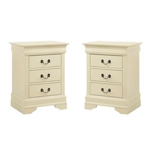 Pemberly Row Set of 2 Engineered Wood 3-Drawer Nightstands in Beige