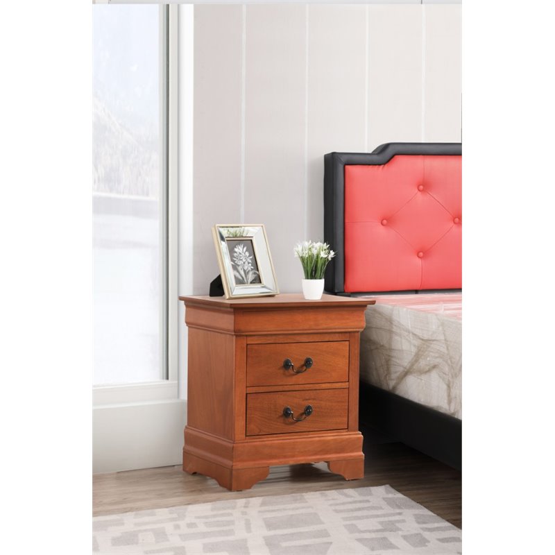 Pemberly Row Set of 2 Engineered Wood 2-Drawer Nightstands in Oak