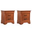 Pemberly Row Set of 2 Engineered Wood 2-Drawer Nightstands in Oak
