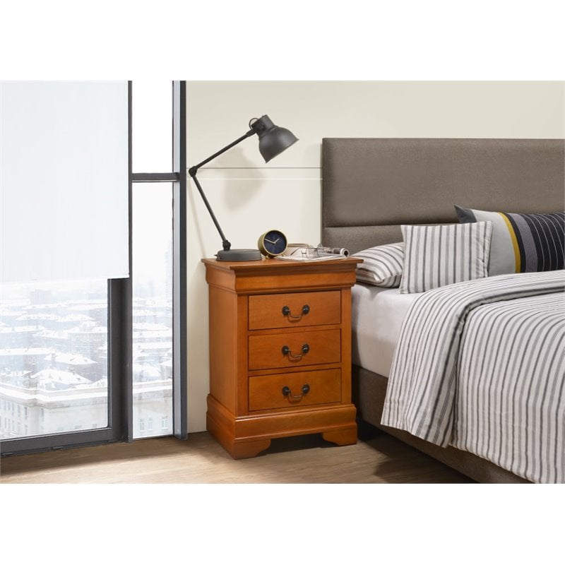Pemberly Row Set of 2 Engineered Wood 3-Drawer Nightstands in Oak
