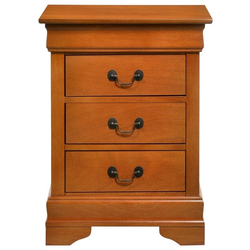 Pemberly Row Set of 2 Engineered Wood 3-Drawer Nightstands in Oak